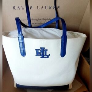 Lauren Ralph Lauren tote bag in canvas and leather